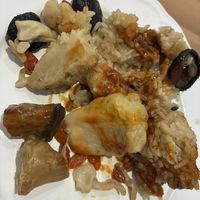 Inside of a sesame oil lion’s mane mushroom rice dumpling (I added my own soy paste and sriracha)  at Heart Home in Taipei