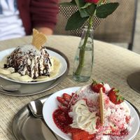 Spaghetti Ice Banana and Strawberries  at Eiscafe Benito in Wurzburg