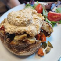 Hummus and vegetables jacked potatoes (delicious) at Art Cafe in Oxford