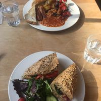 Vegan Brunch and Baguette with marinated tofu at Art Cafe in Oxford