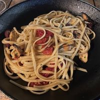 This is the vegan olive and artichoke linguine. at Simon's Restaurant in Constantia