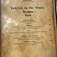 This is the vegan breakfast menu.  at Simon's Restaurant in Constantia