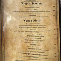 This is the extensive vegan starter and mains menu. at Simon's Restaurant in Constantia