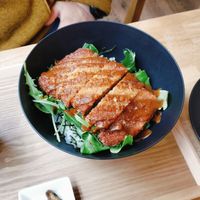 Katsu bowl w/miso soup at JoGeSaYu in Hiroshima