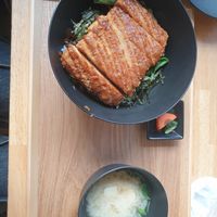 Katsu bowl (Katsudon) with miso soup~ at JoGeSaYu in Hiroshima