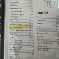 Menu  at Moonrise Café in Rome