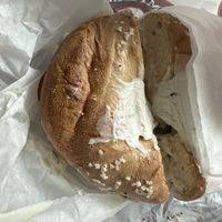 Toasted salt with vegan scallion  at Tompkins Square Bagels - Upper East Side in New York City