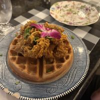 Vegan “chicken” and waffles  at Farmhouse - Main St in Stroudsburg