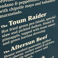 Here’s the menu with the Toum Raiderr  at Chiefly West  in Newcastle