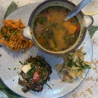 Sopa de legumes com lasanha de beringela   at House of Wonders in Cascais