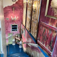 Stairs to rooftop seating   at House of Wonders in Cascais