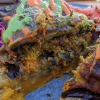 Top layer mushroom, middle chickpea, last layer sweet potato at House of Wonders in Cascais