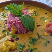 Curry with cauliflower and basmati rice. at House of Wonders in Cascais