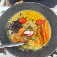 Dish with pumpkin, vegetables, chickpeas, black beans and noodles. at House of Wonders in Cascais