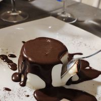 Panna cotta con glassa al cacao at La Posteria Ristorante Pizzeria in Viareggio