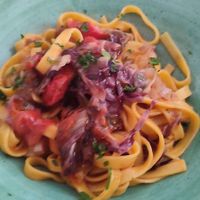 Tagliatelle di mais radicchio e pinoli at La Posteria Ristorante Pizzeria in Viareggio