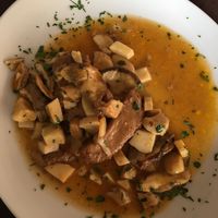Seitan w porcini mushrooms at La Posteria Ristorante Pizzeria in Viareggio