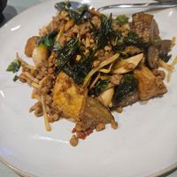 Ga prao (eggplant, tofu in Thai basil sauce) at YOD in Haymarket