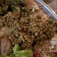 pieces of cheese underneath and next to lentils :-( at Kokob in Brussels