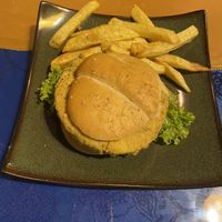 Awful chickpea burger  at BlueMoon in Uyuni