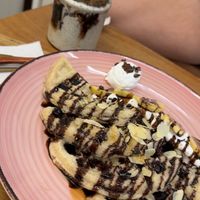 Breakfast at taste, chocolate chia pudding and banoffe waffles   at Vegan Voyage in El Nido