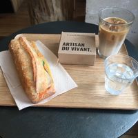 Sandwich Bahn Mi, ice coffee  at Land & Monkeys - Grands Boulevards in Paris