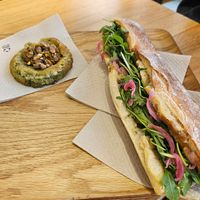 Pistachio cookie and Marin Baguette at Land & Monkeys - Grands Boulevards in Paris
