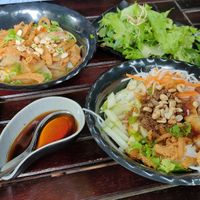 Bun mam (right), my quang (left) at Chay Ngoc Man - Tuy Duyen in Hoi An