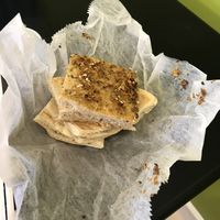 Homemade focaccia and pita slices  at Aviva by Kameel in Atlanta