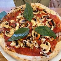 Ordered the Margarita with no cheese and added mushrooms.  at O'101 Pizzeria in Obernai