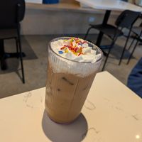 Birthday cake iced latte at FiKA in Grand Rapids