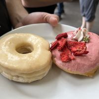 Cronuz (left) and strawberry cream (right)  at Nados Donuts in Leipzig
