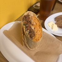 Original burrito with asada mix (only half pictured)  at Vegatinos  in North Hollywood