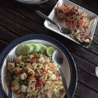 fried rice, banana flower salad at Irie Bar and Restaurant in Koh Lanta