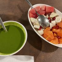 Moringa Soup and Fruit Salad at Rasa Dhatu in Mysore