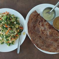 Mix Vegetables Dry (250 INR + 5%) and Ragi Dosa (120 INR + 5%) at Rasa Dhatu in Mysore
