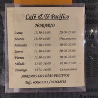 Horario at Cafe y Té Pacífico in Salamanca