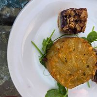 Vegan hash brown and blueberry oat bars at MALU in Saugatuck