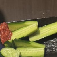 Cucumber (not sure if red paste was vegan)  at Hakone Yashima in Hakone