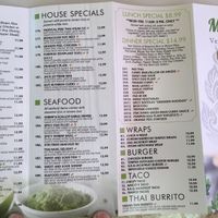 My Thai vegan menu at My Thai in Chatsworth