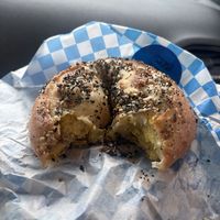 Vegan breakfast sandwich IN an everything bagel   at Moonrise Bagels in Kingston