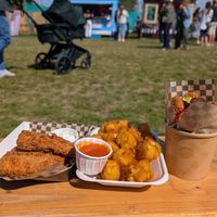South Fried Chkn, Hash Browns, and Popcorn Chkn at The Seitanic Vegan Chkn Shop @ The Neighbourgood Market in Edinburgh