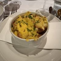 French onion soupp  at Entrecôte in Prahran