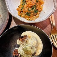 Second course - Jerusalem artichokes with hollandaise, reginette pasta with sausage ragu & kale  at Smith & Daughters in Collingwood