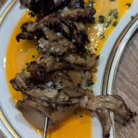 Jerk oyster mushroom skewer, burnt pineapple sauce, gochugaru oil $10.00: these always have a fatty texture to me at Smith & Daughters in Collingwood