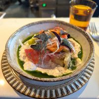 Heirloom tomatoes with stracciatelli and anchovy dressing. This meal felt like a spiritual experience!!! One of the nicest dishes I've ever eaten at Smith & Daughters in Collingwood
