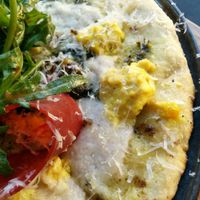 Breakfast Pizza closeup at Smith & Daughters in Collingwood