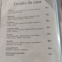 Drinks menu (selection) at BG+ in Rio De Janeiro