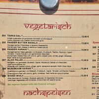 Menu at Taj Mahal in Crailsheim
