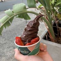 Chocolate ice cream with strawberries   at Banan - Koko Head in Honolulu